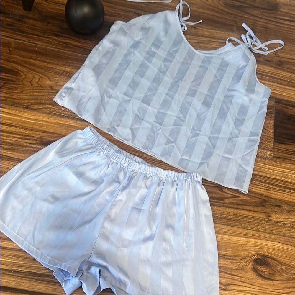 Women's Light Blue Striped Sleepwear Set